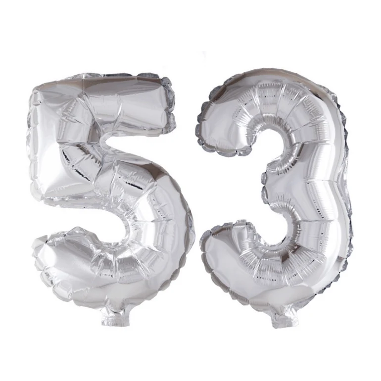 Folieballon 53 jaar zilver 86cm