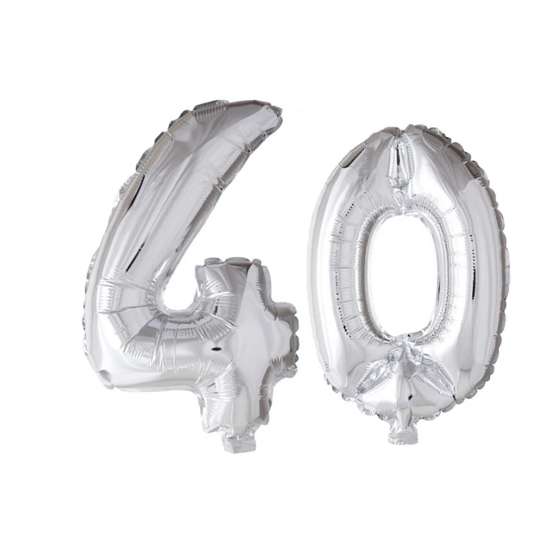 Folieballon 40 jaar zilver 86cm