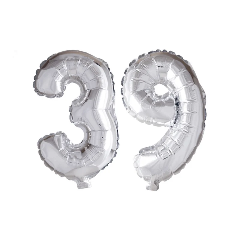Folieballon 39 jaar zilver 86cm