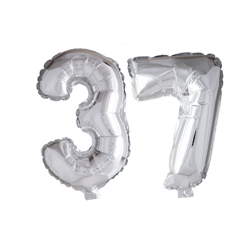 Folieballon 37 jaar zilver 86cm