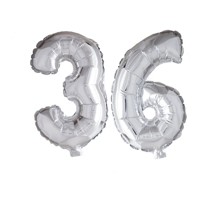 Folieballon 36 jaar zilver 41cm