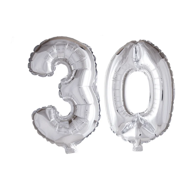 Folieballon 30 jaar zilver 86cm