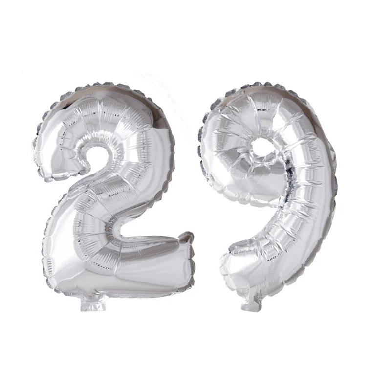 Folieballon 29 jaar zilver 86cm