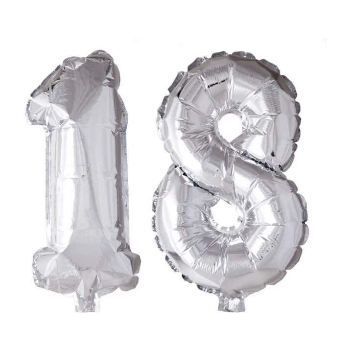 Folieballon 18 jaar zilver 41cm