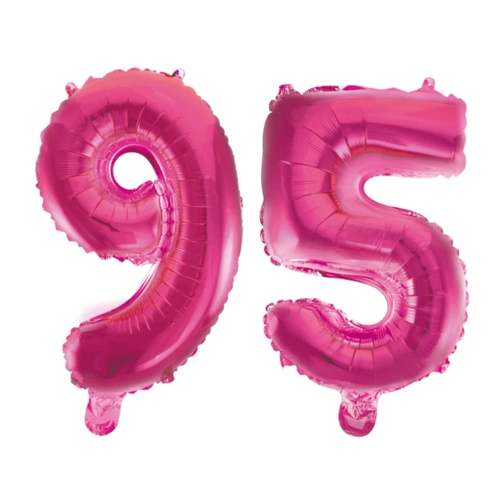 Folieballon 95 jaar roze 86cm