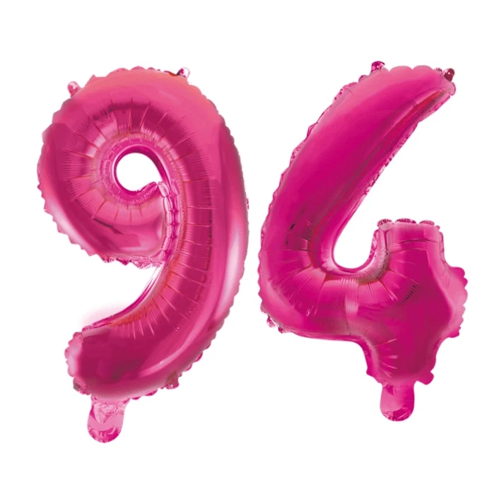 Folieballon 94 jaar roze 41cm