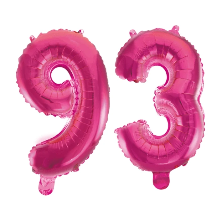 Folieballon 93 jaar roze 86cm