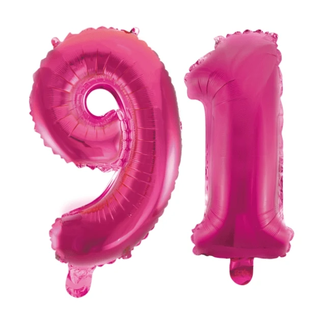 Folieballon 91 jaar roze 41cm