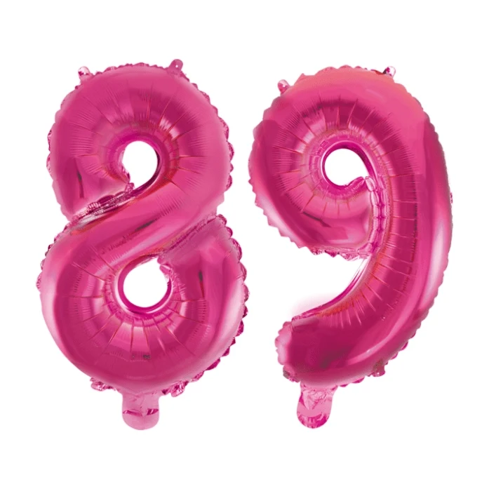 Folieballon 89 jaar roze 41cm