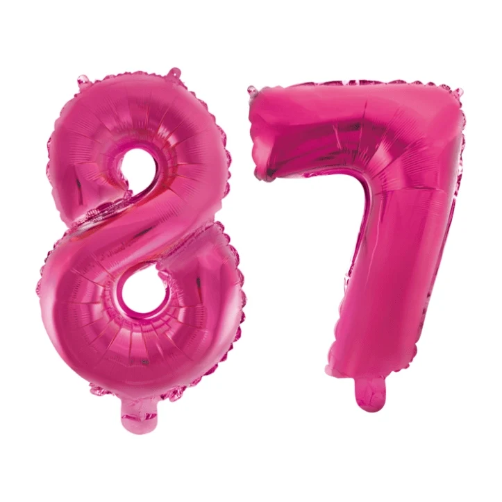 Folieballon 87 jaar roze 41cm