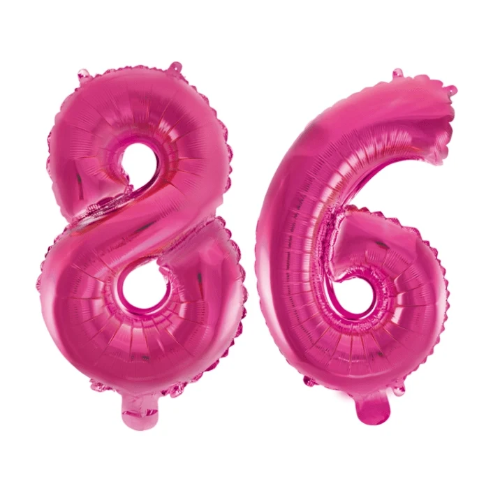 Folieballon 86 jaar roze 41cm