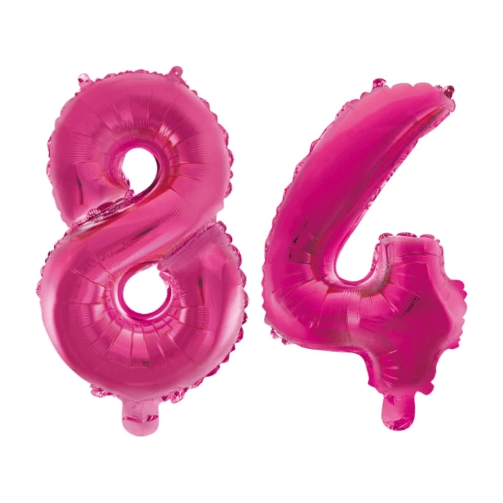 Folieballon 84 jaar roze 86cm