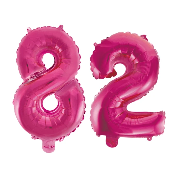 Folieballon 82 jaar roze 86cm