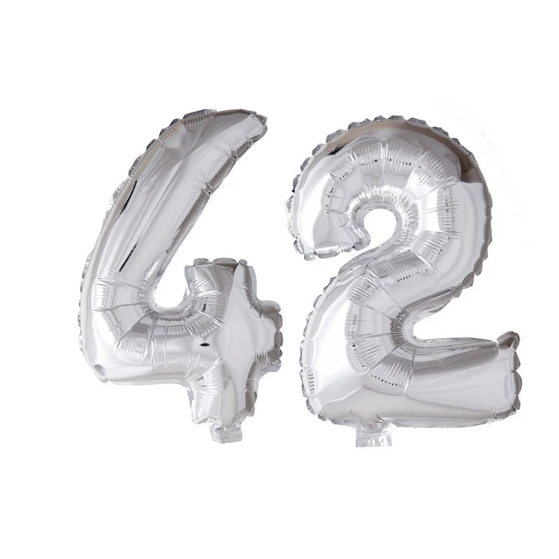 Folieballon 42 jaar zilver 86cm