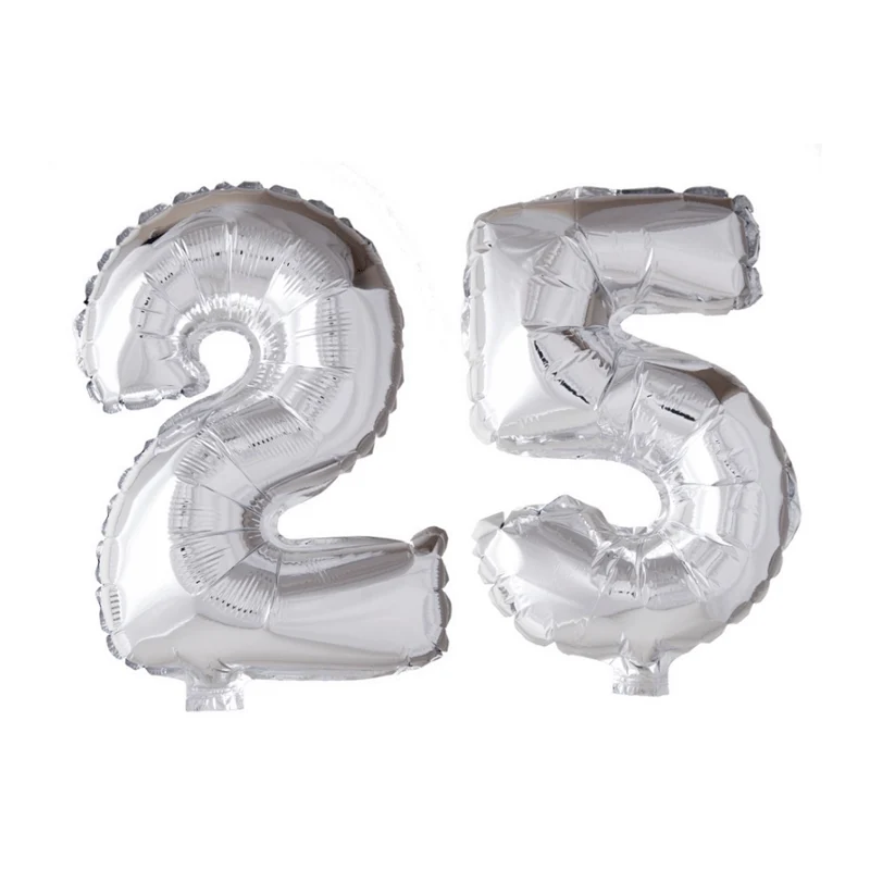 Folieballon 25 jaar zilver 86cm