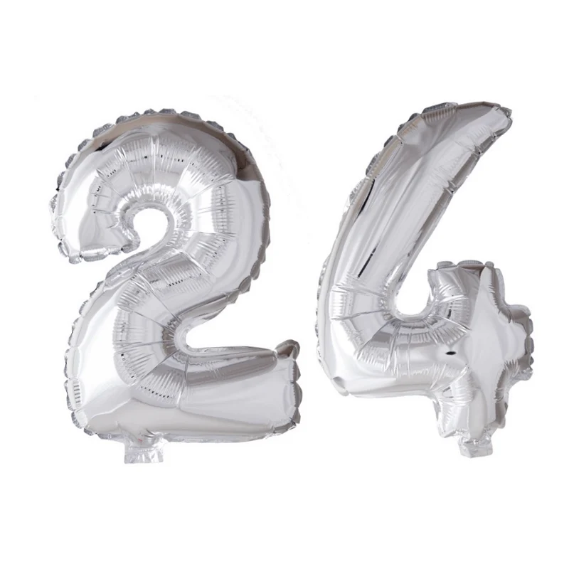 Folieballon 24 jaar zilver 41cm