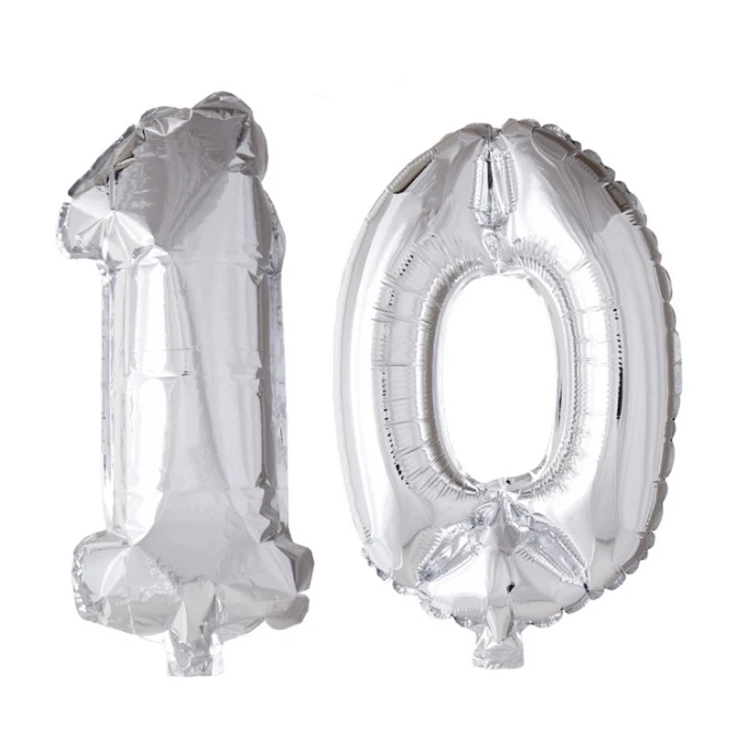 Folieballon 10 jaar zilver 41cm