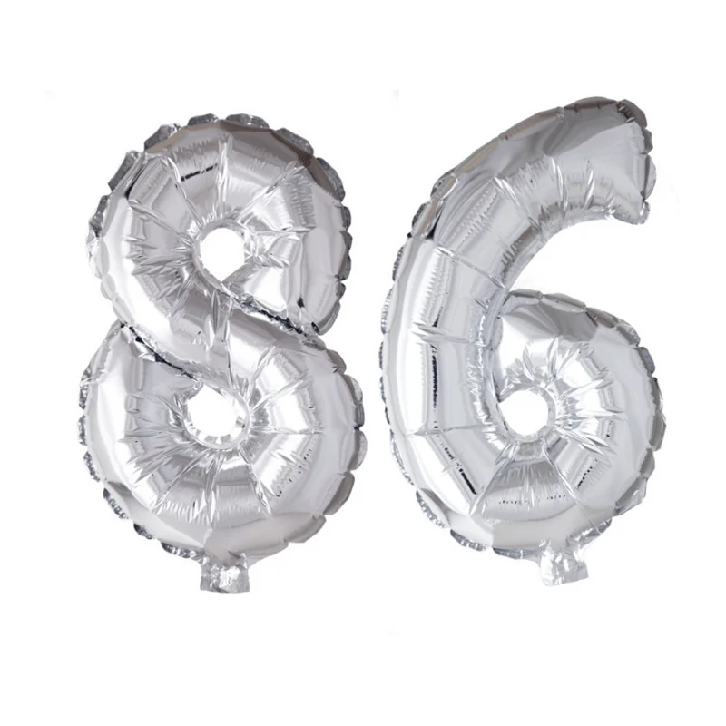 Folieballon 86 jaar zilver 86cm