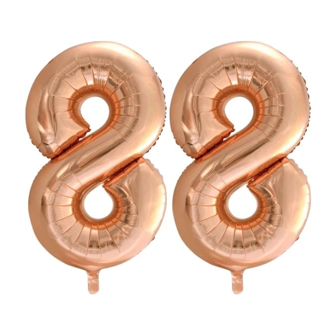 Folieballon 88 jaar Rosé Goud 86cm