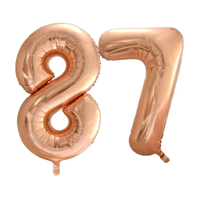 Folieballon 87 jaar Rosé Goud 86cm