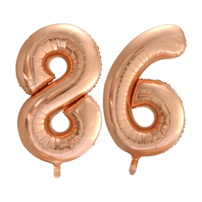 Folieballon 86 jaar Rosé Goud 86cm