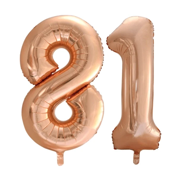 Folieballon 81 jaar Rosé Goud 86cm