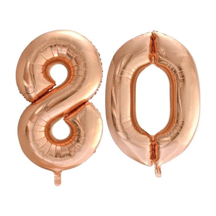 Folieballon 80 jaar Rosé Goud 86cm