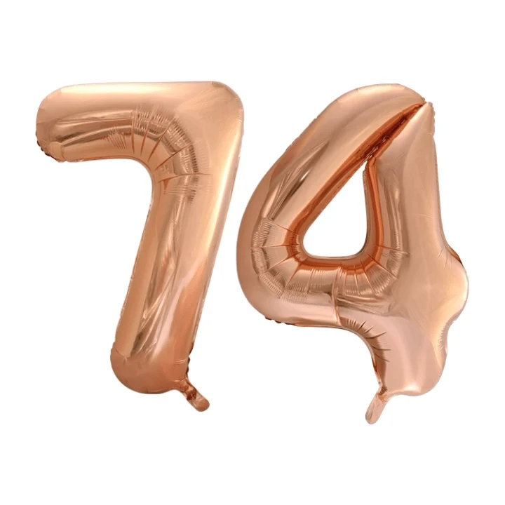 Folieballon 74 jaar Rosé Goud 86cm