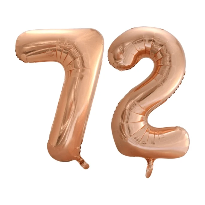 Folieballon 72 jaar Rosé Goud 86cm
