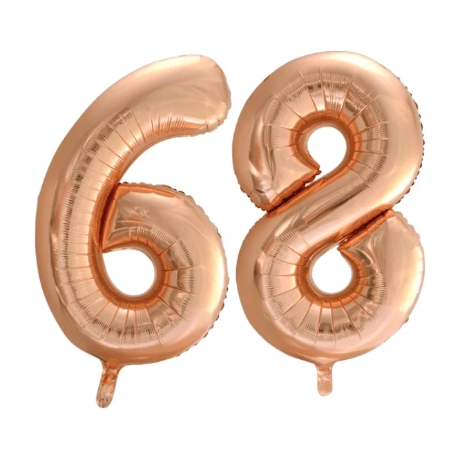 Folieballon 68 jaar Rosé Goud 86cm