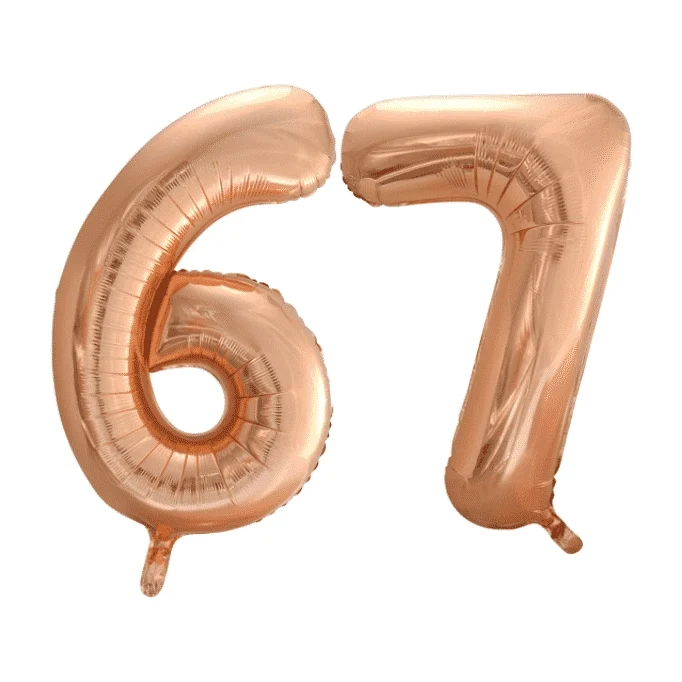 Folieballon 67 jaar Rosé Goud 86cm