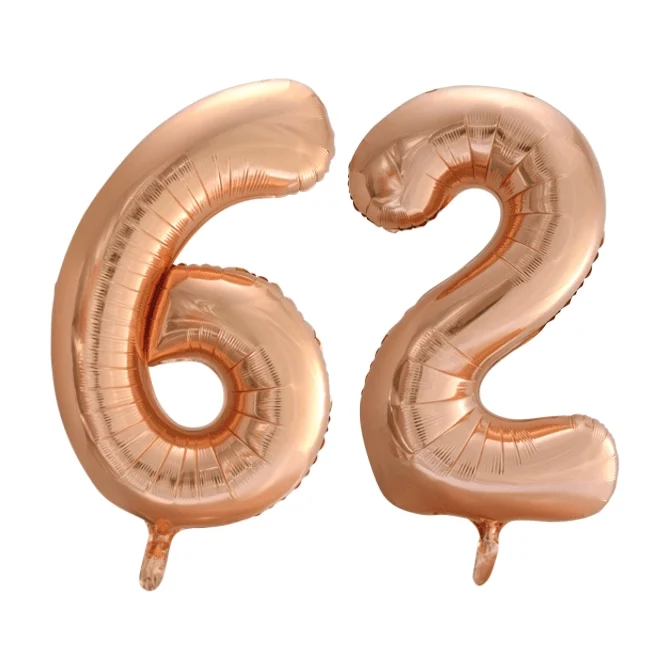 Folieballon 62 jaar Rosé Goud 86cm