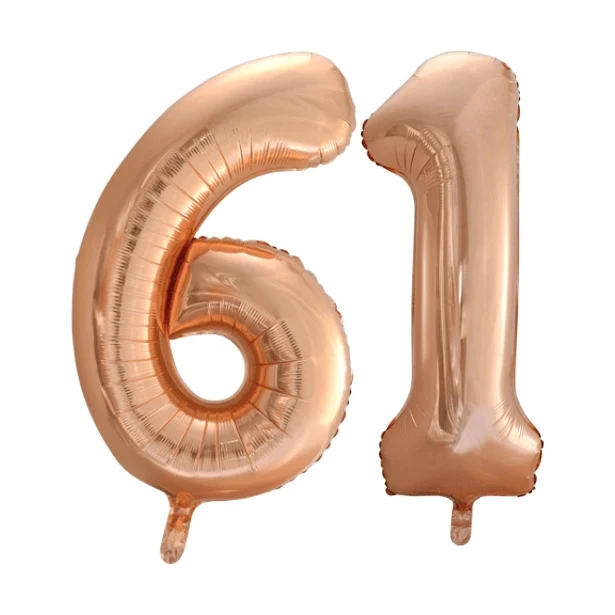 Folieballon 61 jaar Rosé Goud 86cm