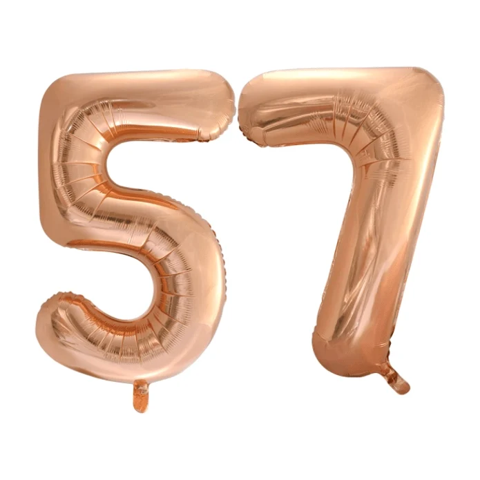 Folieballon 57 jaar Rosé Goud 86cm