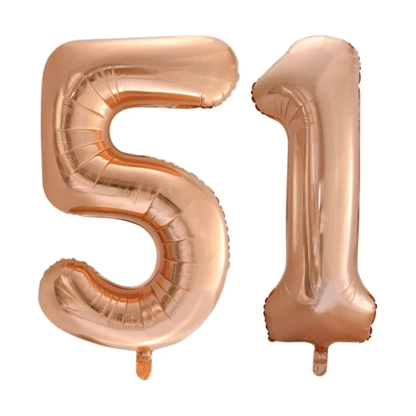 Folieballon 51 jaar Rosé Goud 86cm