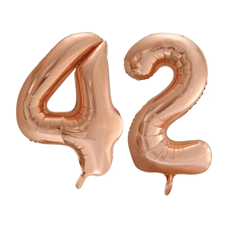 Folieballon 42 jaar Rosé Goud 86cm