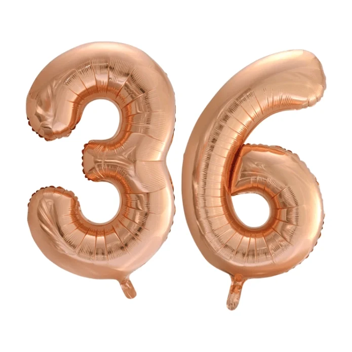 Folieballon 36 jaar Rosé Goud 86cm