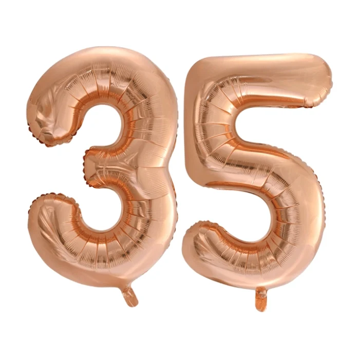Folieballon 35 jaar Rosé Goud 86cm
