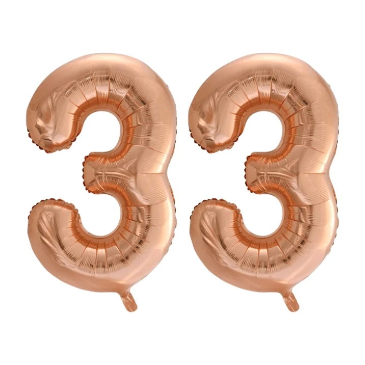 Folieballon 33 jaar Rosé Goud 86cm