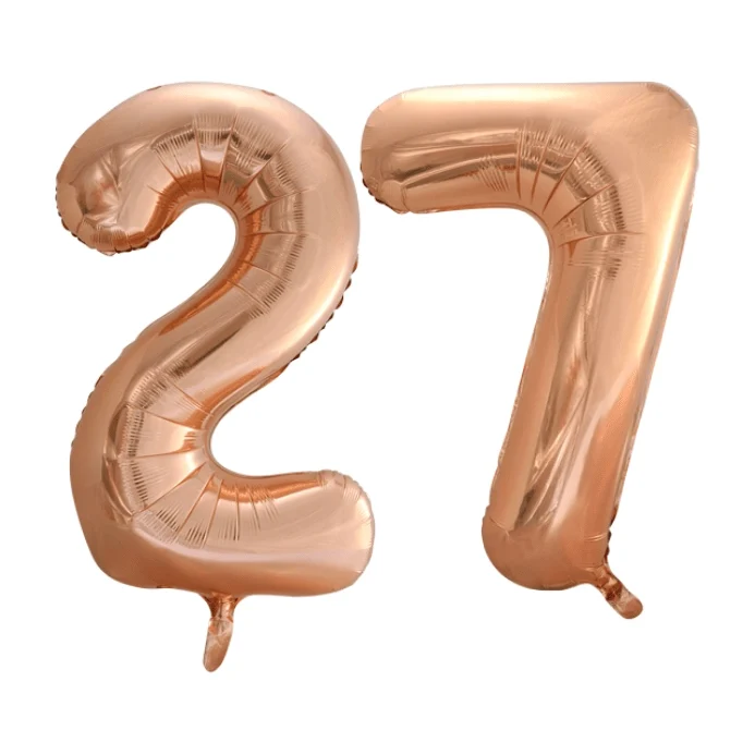 Folieballon 27 jaar Rosé Goud 86cm