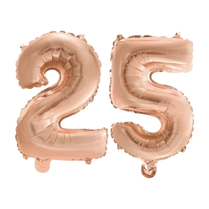 Folieballon 25 jaar Rosé Goud 86cm