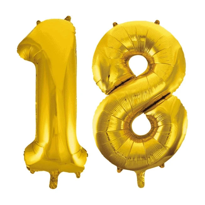 Folieballon 18 jaar Goud 41cm