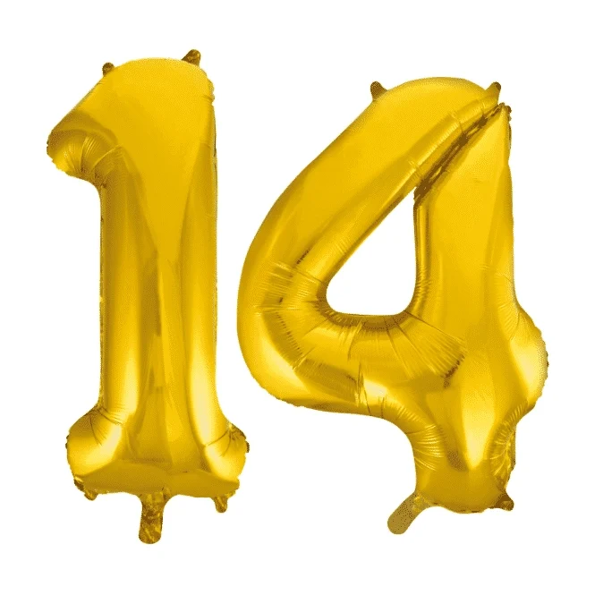 Folieballon 14 jaar Goud 41cm