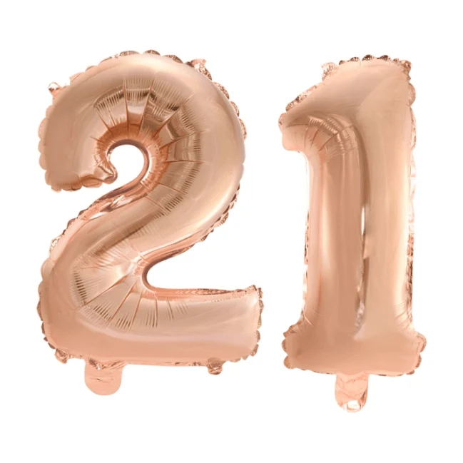 Folieballon 21 jaar Rosé Rosé Goud 41cm