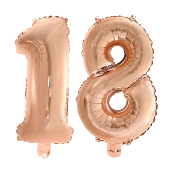 Folieballon 18 jaar Rosé Rosé Goud 41cm