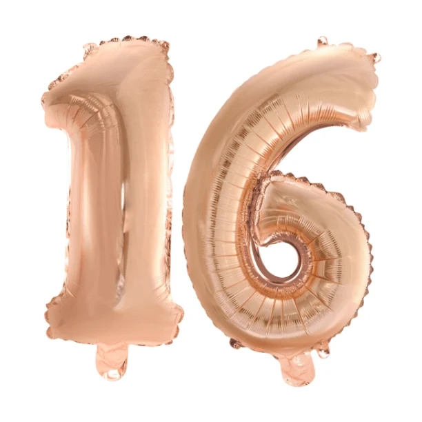 Folieballon 16 jaar Rosé Rosé Goud 41cm