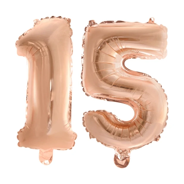 Folieballon 15 jaar Rosé Rosé Goud 41cm