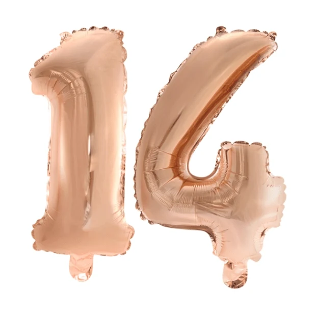 Folieballon 14 jaar Rosé Rosé Goud 41cm