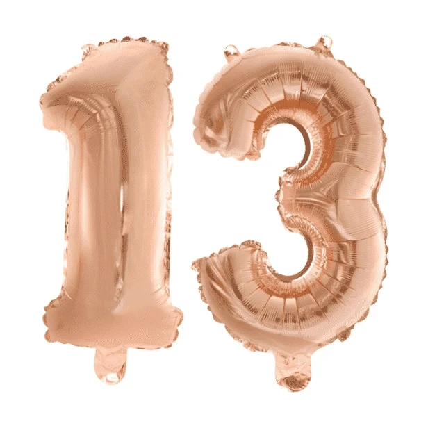 Folieballon 13 jaar Rosé Rosé Goud 41cm