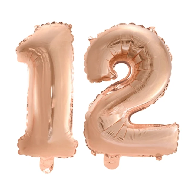 Folieballon 12 jaar Rosé Rosé Goud 41cm
